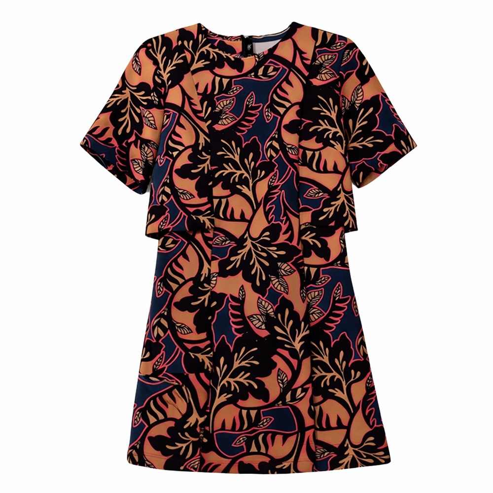 Topshop Retro Leaf Print Overlay Mini Dress Size 2